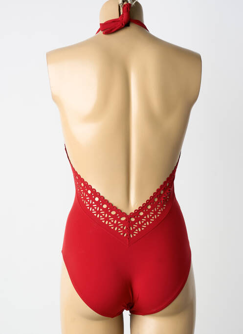 Costum de baie dintr-o singură piesă efect material satinat top triunghiuri roșu LISE CHARMEL femme