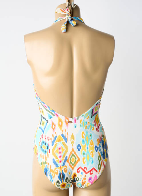 Costum de baie dintr-o singură piesă efect material satinat top triunghiuri bej BLUELOBSTER femme