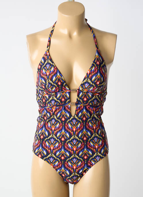 Costum de baie dintr-o singură piesă efect material satinat top triunghiuri negru AUBADE femme