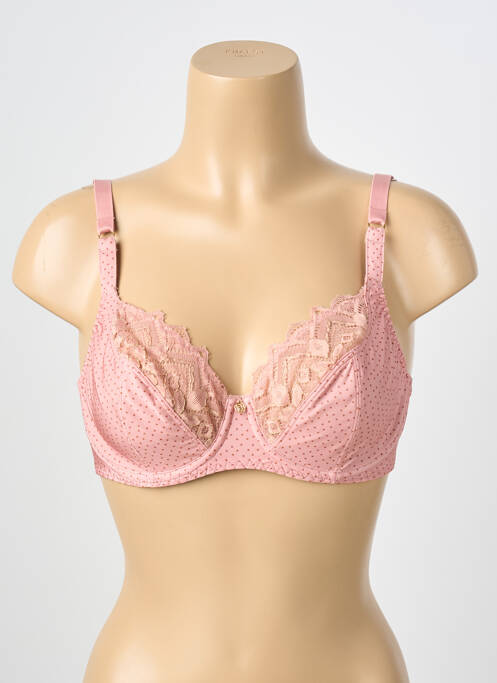 Sutien efect material satinat sutien cupe întregi cu decolteu înalt roz ANTIGEL femme