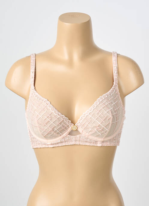 Sutien efect material satinat sutien cupe întregi cu decolteu înalt roz LOUISA BRACQ femme