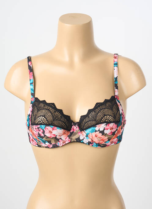 Sutien efect material satinat sutien cupe întregi cu decolteu înalt negru ANTIGEL femme