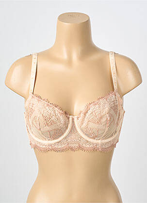 Sutien efect material satinat sutien balconet cu decolteu înalt roz SIMONE PERELE femeie