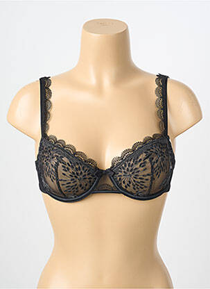 Sutien efect material satinat sutien balconet cu decolteu înalt negru SIMONE PERELE femeie