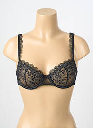 Sutien efect material satinat sutien balconet cu decolteu înalt negru SIMONE PERELE femme