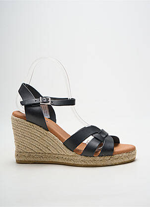 Espadrile țesătură satinată toc de 7 la 9 cm negru HEINE femeie
