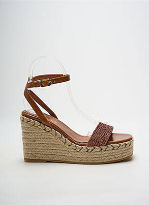Espadrile țesătură satinată toc de 7 la 9 cm maro HEINE femeie