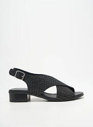 Sandale/pantofi decupați țesătură satinată toc plat până la 3 cm negru HEINE femme
