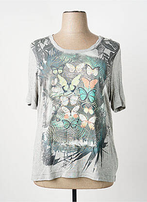 Tricou serigrafie mâneci scurte gri BARBARA LEBEK femme