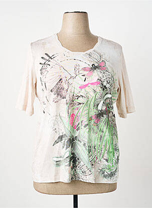 Tricou serigrafie cu strasuri mâneci scurte bej RABE femme