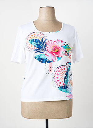 Tricou elasticitate mâneci scurte alb GUY DUBOUIS femeie