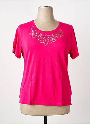 Tricou serigrafie cu strasuri mâneci scurte roz GUY DUBOUIS femme