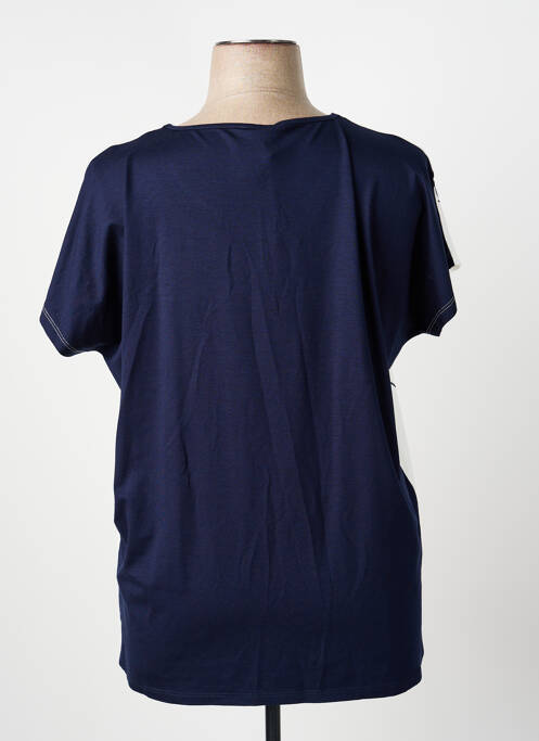 Tricou serigrafie cu strasuri mâneci scurte albastru GUY DUBOUIS femme