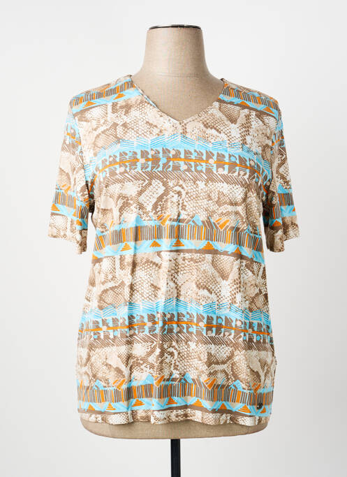 Tricou guler în v mâneci scurte maro BARBARA LEBEK femme