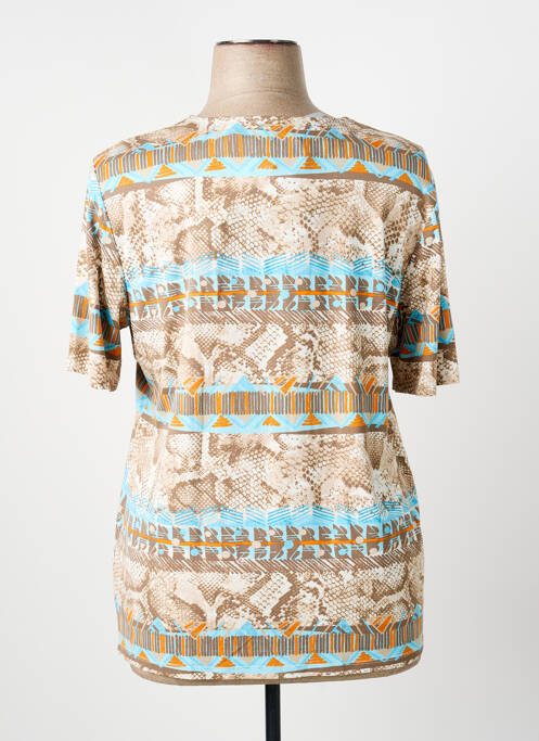 Tricou guler în v mâneci scurte maro BARBARA LEBEK femme