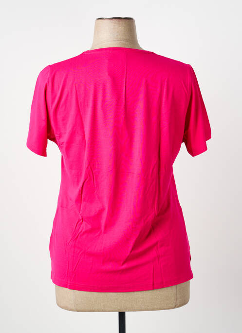 Tricou serigrafie cu strasuri mâneci scurte roz GUY DUBOUIS femme