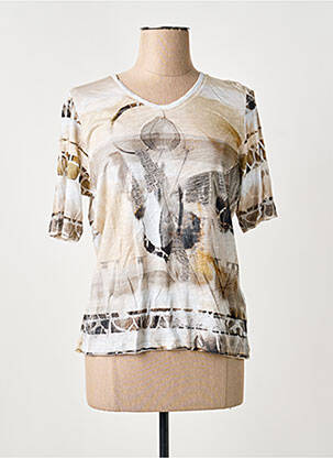 Tricou imprimeu fantezie mâneci scurte maro THOMAS RABE femeie