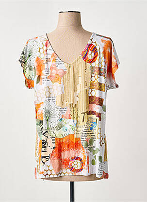 Tricou imprimeu fantezie mâneci scurte portocaliu DOLCEZZA femeie