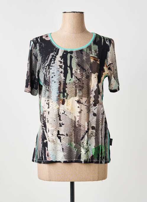 Tricou imprimeu fantezie mâneci scurte negru CAPUCCINO femme