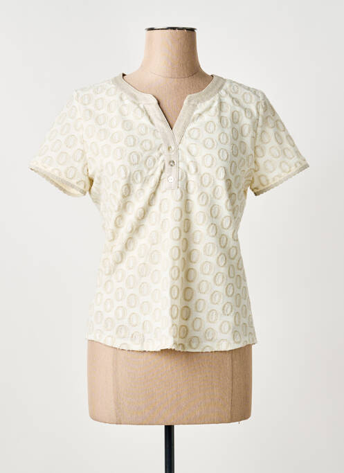 Tricou imprimeu fantezie mâneci scurte bej GREGORY PAT femme