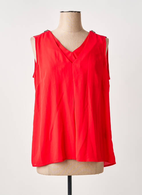 Top guler în v fără mâneci roșu ANDAMIO femme