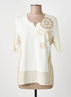 Top elasticitate mâneci scurte bej RABE femme