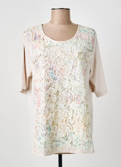 Top elasticitate mâneci scurte bej THOMAS RABE femme