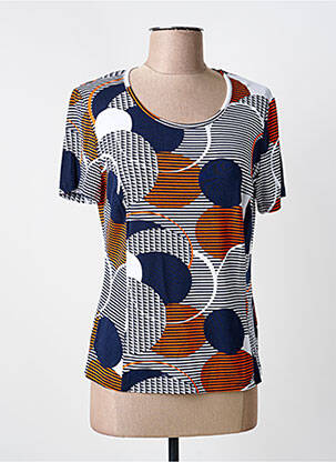 Tricou imprimeu fantezie mâneci scurte albastru GUY DUBOUIS femeie