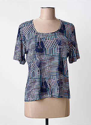 Tricou imprimeu fantezie mâneci scurte albastru GUY DUBOUIS femeie