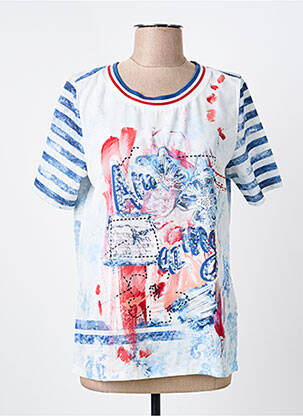 Tricou guler rotund mâneci scurte alb CAPUCCINO femeie