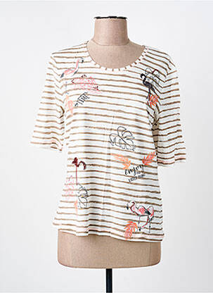 Tricou croială cambrată mâneci scurte bej BARBARA LEBEK femeie