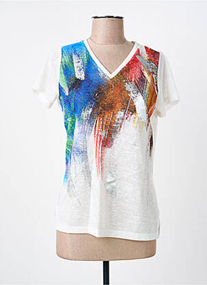 Tricou imprimeu fantezie mâneci scurte alb GUY DUBOUIS femeie