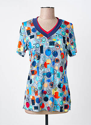 Tricou imprimeu fantezie mâneci scurte albastru GUY DUBOUIS femeie
