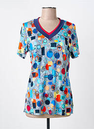 Tricou imprimeu fantezie mâneci scurte albastru GUY DUBOUIS femme