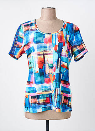 Tricou imprimeu fantezie mâneci scurte albastru GUY DUBOUIS femeie