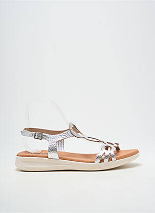 Sandale/pantofi decupați închidere cu buclă(e) toc plat până la 3 cm argintiu HEINE femme