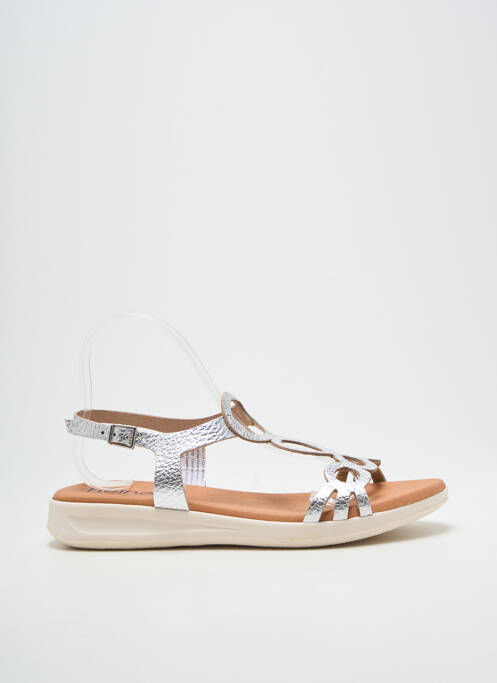 Sandale/pantofi decupați închidere cu buclă(e) toc plat până la 3 cm argintiu HEINE femme