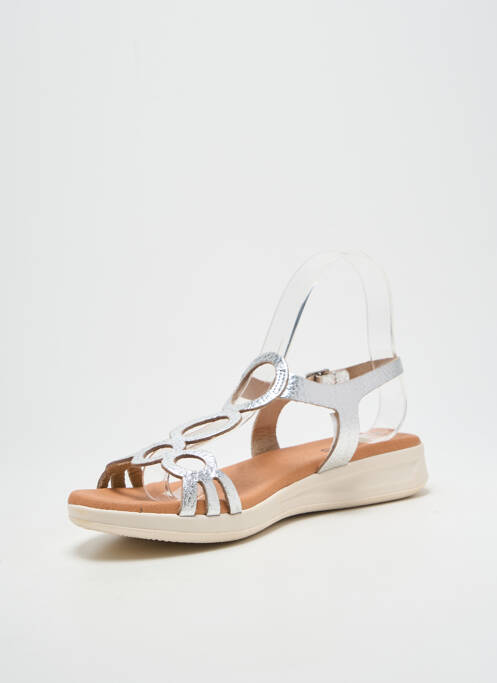 Sandale/pantofi decupați închidere cu buclă(e) toc plat până la 3 cm argintiu HEINE femme