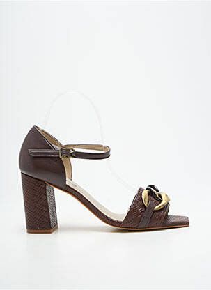 Sandale/pantofi decupați închidere cu bride toc de 7 la 9 cm maro HEINE femme