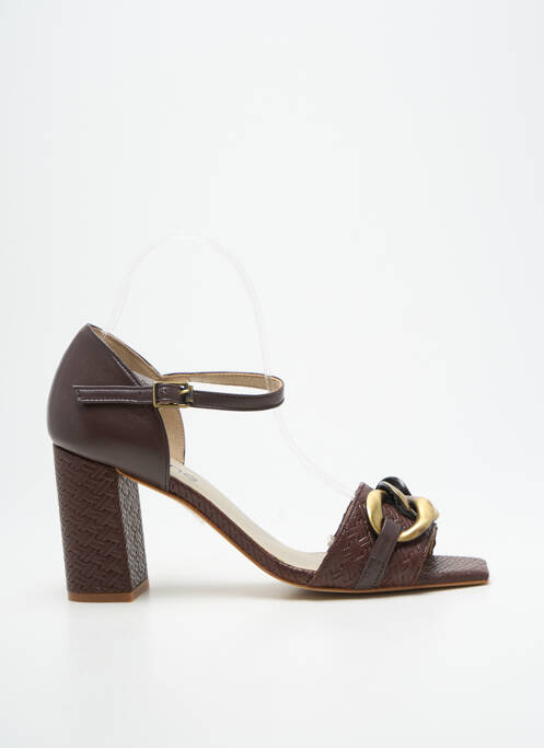 Sandale/pantofi decupați închidere cu bride toc de 7 la 9 cm maro HEINE femme