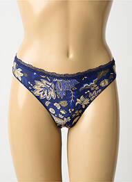 Tanga efect material satinat albastru ANTIGEL femme