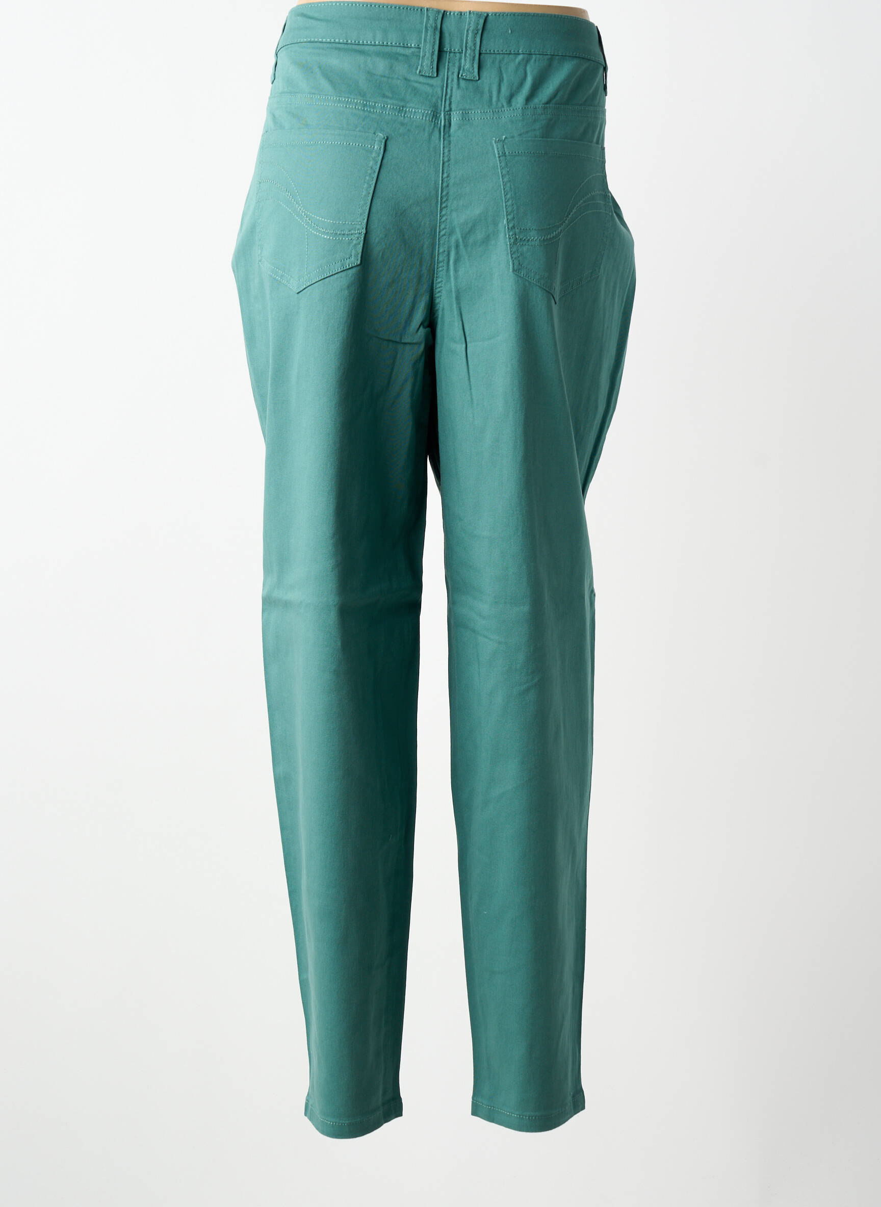 Pantalon slim țesătură poplin mărime normală verde SHEEGO femeie