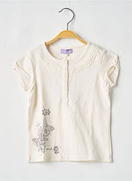Tricou croială cambrată mâneci scurte bej COUDEMAIL fille