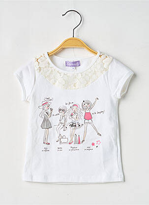 Tricou croială cambrată mâneci scurte alb COUDEMAIL fată