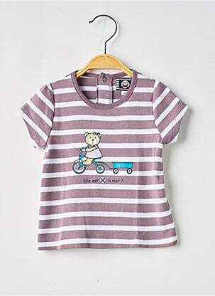 Tricou croială cambrată mâneci scurte violet ELLE EST OU LA MER fată