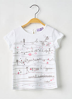Tricou croială cambrată mâneci scurte alb COUDEMAIL fată