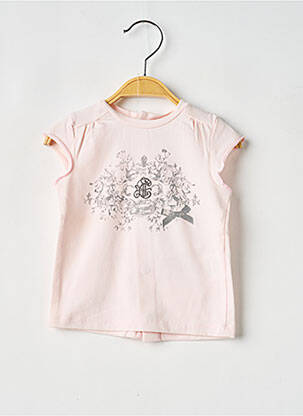 Tricou croială cambrată mâneci scurte roz COUDEMAIL fată