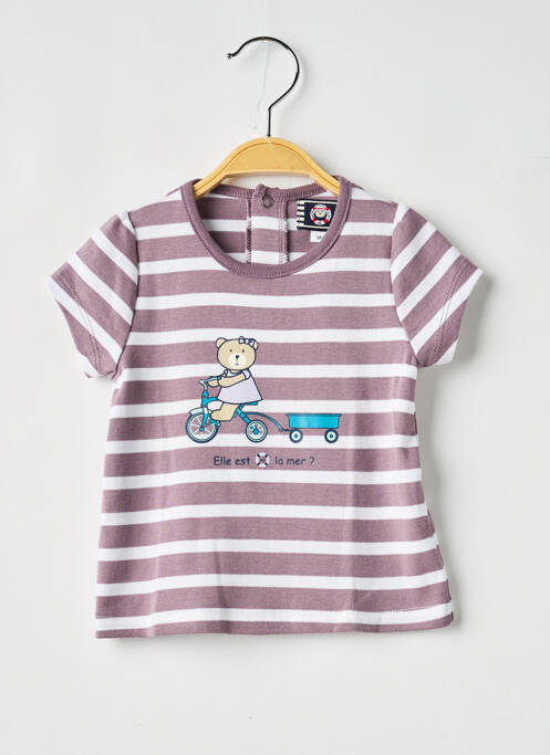 Tricou violet ELLE EST OU LA MER fată