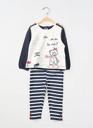 Set pantaloni broderie albastru ELLE EST OU LA MER fată