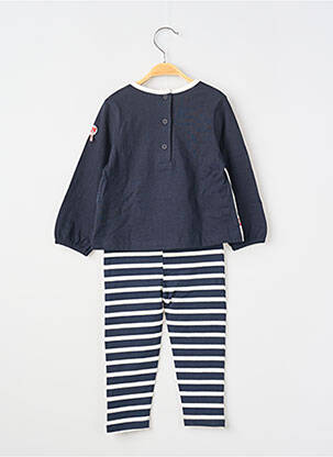 Set pantaloni broderie albastru ELLE EST OU LA MER fată